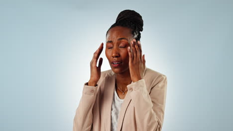 Frustrated-black-woman,-headache