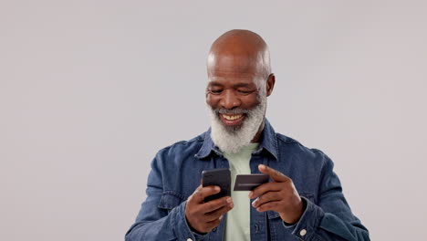 Senior,-black-man-and-phone-with-credit-card