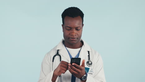 Black-man,-doctor-with-smartphone