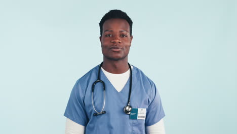 Cara,-Hombre-Negro-Feliz-Y-Enfermera-Con-Estetoscopio