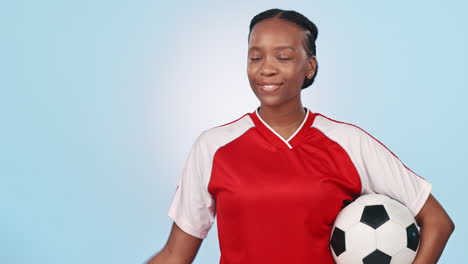 Soccer-player,-black-woman-point