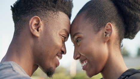 Face,-smile-and-an-exercise-black-couple-training