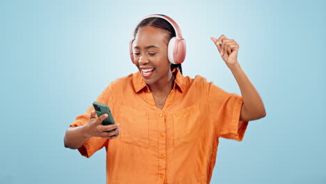 Dance,-headphones-and-black-woman-with-phone
