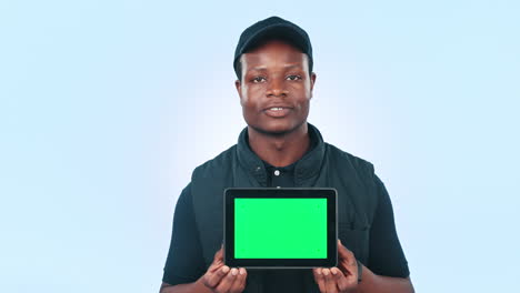 Tablet,-green-screen-and-black-man
