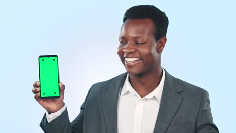 Pointing,-employee-and-black-man-with-a-cellphone