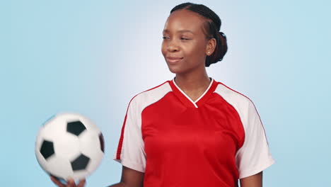 Happy,-face-and-a-black-woman-for-soccer