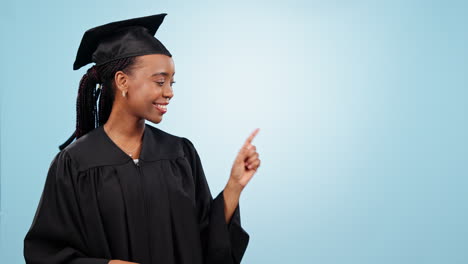 Graduation-student,-woman-pointing
