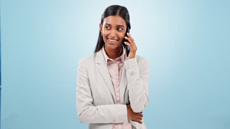 Phone-call,-smile-and-young-businesswoman