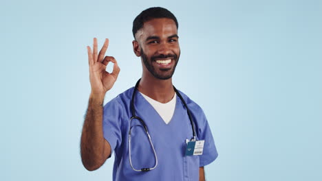 Doctor,-man-and-okay-hands-for-healthcare-success