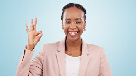 Businesswoman,-happy-and-agree-with-gesture