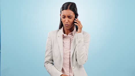 Phone-call,-argument-and-business-woman
