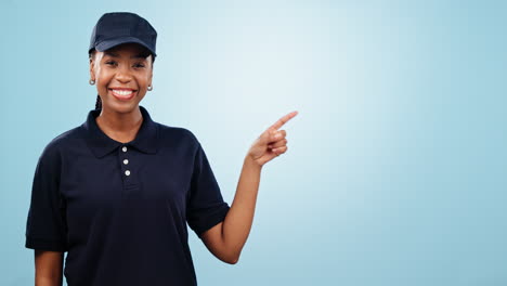 Happy-black-woman,-pointing