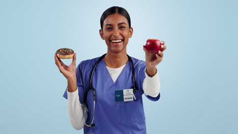 Healthy,-choice-and-woman-doctor-with-apple