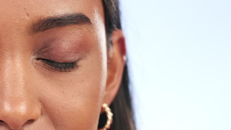 Eye,-woman-and-studio-with-closeup-and-eye-health