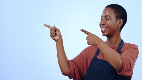 Happy,-pointing-and-black-woman