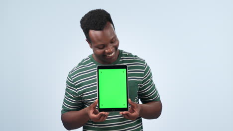 Gesicht,-Mann-Und-Grüner-Bildschirmbereich-Auf-Dem-Tablet