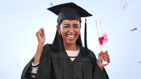Graduation,-woman-student-and-confetti