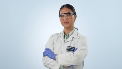 Ernsthafte-Asiatische-Frau,-Wissenschaftlerin