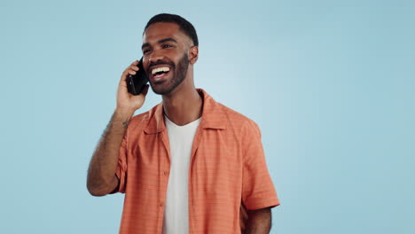 Phone-call,-funny-and-black-man-talking