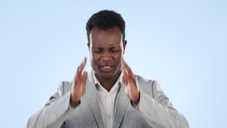 Burnout,-Kopfschmerzen-Und-Afrikanischer-Geschäftsmann