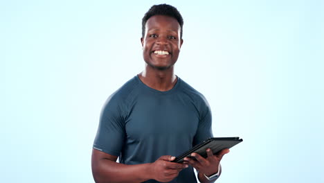 Man,-fitness-and-tablet-green-screen