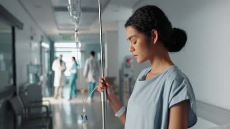 Sad,-healthcare-and-a-woman-with-an-iv-drip