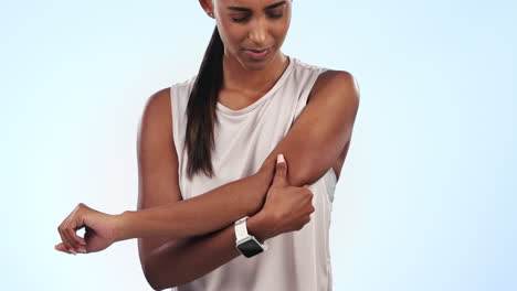 Injury,-arm-and-woman-with-fitness