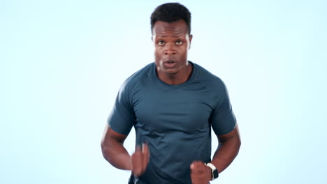 Fitness,-running-and-black-man-sweat-in-training