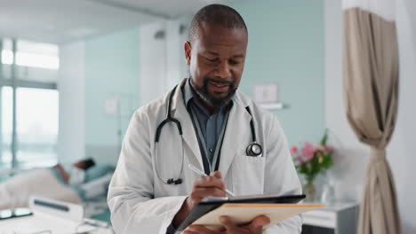 Career,-black-man-and-doctor-with-a-tablet