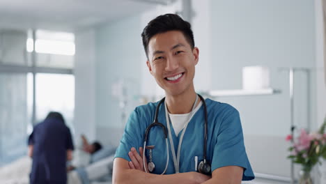 Healthcare,-doctor-and-asian-man-with-arms-crossed