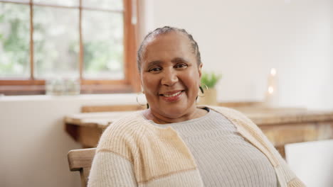 Face,-senior-black-woman-and-smile-in-home-to