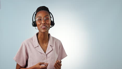 Customer-service,-talking-and-happy-black-woman