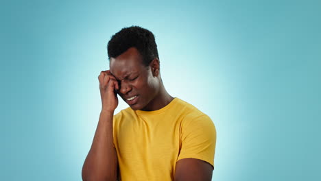 Stress,-Angst-Und-Schwarzer-Mann-Mit-Kopfschmerzen