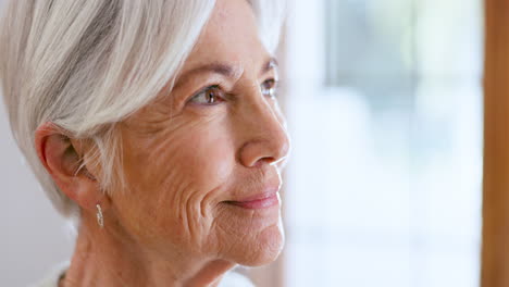 Woman,-smile-and-thinking-on-retirement-by