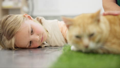 Kind,-Traurig-Und-Liebe-Ein-Haustier-Beim-Tierarzt