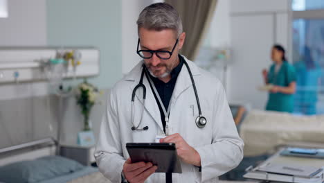 Face,-doctor-and-senior-man-with-a-tablet