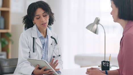 Healthcare,-tablet-and-woman-consulting-doctor