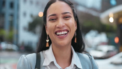 Laugh,-business-and-portrait-of-woman-in-city
