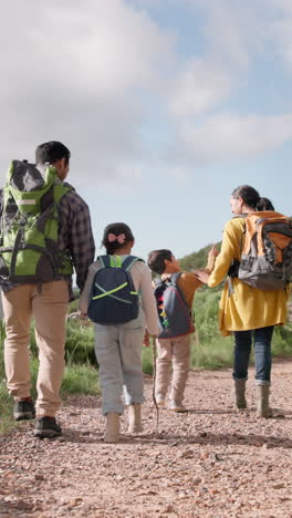 Family,-outdoor-and-hiking-with-backpack