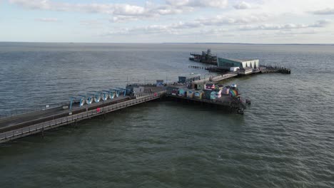 Drone-footage-Pier-head-Southend-on-Sea-Essex-UK-sunny-day