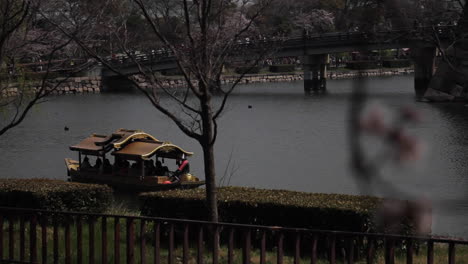 Boat-Travels-along-Water-near-Shrine-Japan