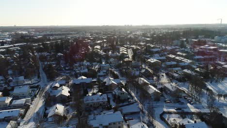 Beautiful-drone-footage-of-Finnish-city-landscape-in-the-winter