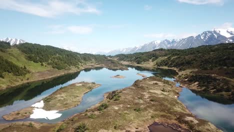Drone-shot-of-Alaskan-backcountry-mountain-lakes