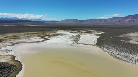 Aerial-View-of-Salt-Flats-in-Wilderness-of-California-USA-on-Sunny-Day,-Drone-Shot