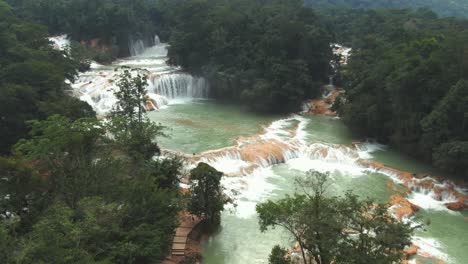 Agua-Azul-Waterfalls,-Aerial-View,-Chiapas-Mexico