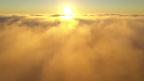 Drone-aerial-view-of-foggy-autumn-morning