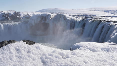 Iceland-View-Of-Beautiful-Godafoss-Waterfall-In-Winter