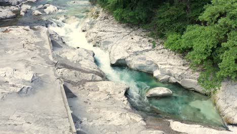 Amazing-Serio-river-with-its-crystalline-green-and-flowing-waters-,-Bergamo,-Seriana-valley,Italy
