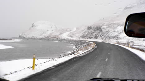 Scenic-Empty-Road-in-Iceland-View-from-Car-Slow-Motion