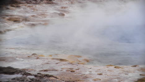 Geyser-pool-with-steam-in-slow-motion